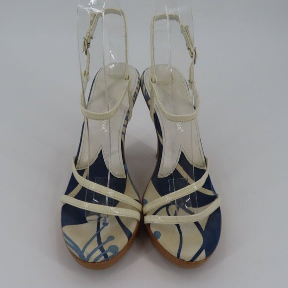 Dolce & Gabbana 38 EU 8 US Patent Strappy Wood Platform Heel Sandals Italy - Picture 2 of 16